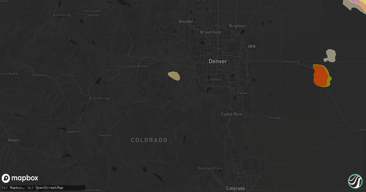 Hail map in Conifer, CO on June 24, 2026