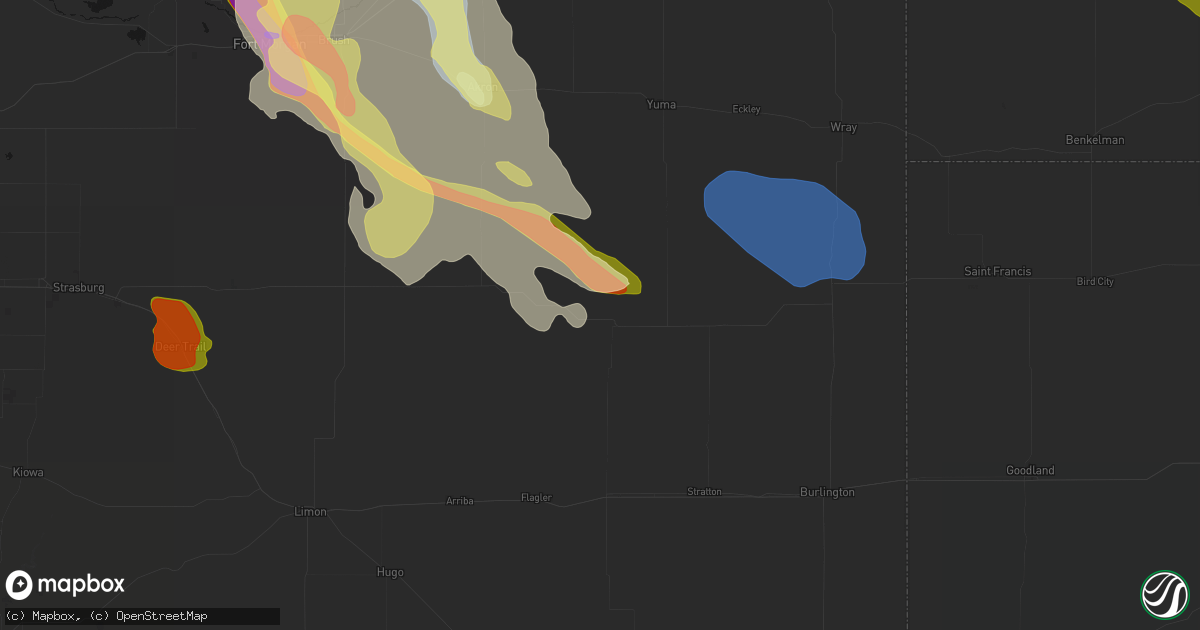 Hail map in Cope, CO on June 24, 2026