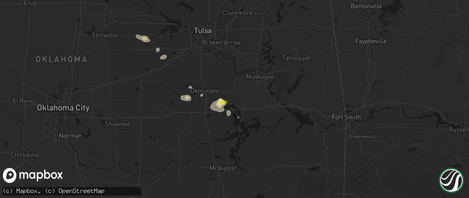 Hail map in Council Hill, OK on June 24, 2026