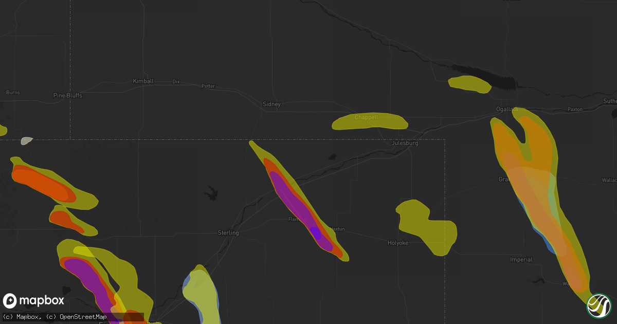 Hail map in Crook, CO on June 24, 2026