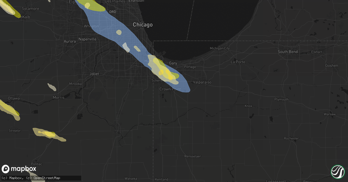 Hail map in Crown Point, IN on June 24, 2026