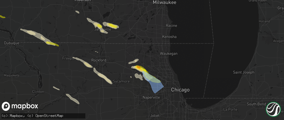 Hail map in Crystal Lake, IL on June 24, 2026