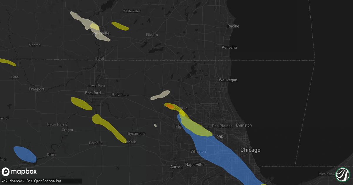 Hail map in Crystal Lake, IL on June 24, 2026