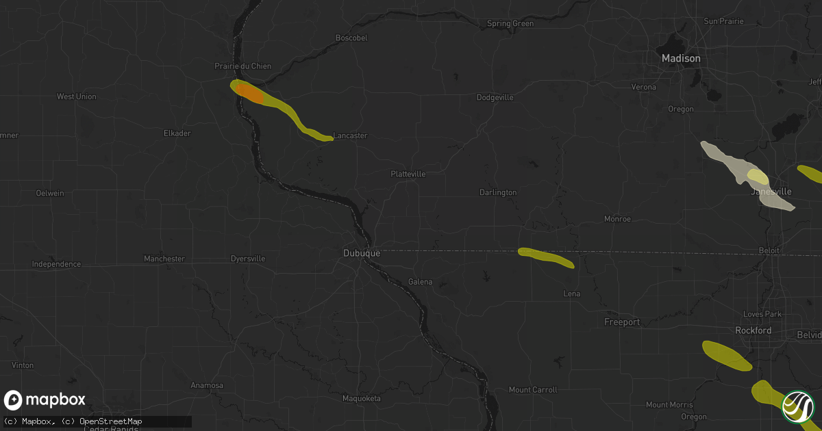 Hail map in Cuba City, WI on June 24, 2026