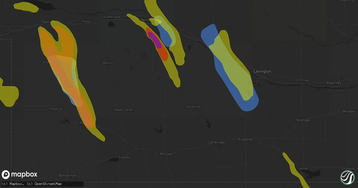 Hail map in Curtis, NE on June 24, 2026