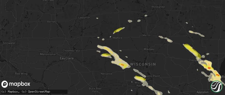 Hail map in Curtiss, WI on June 24, 2026