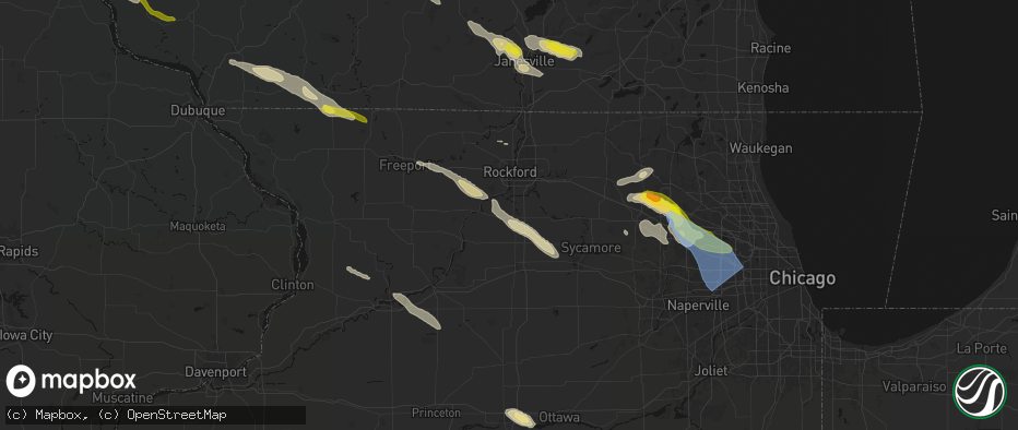 Hail map in Davis Junction, IL on June 24, 2026