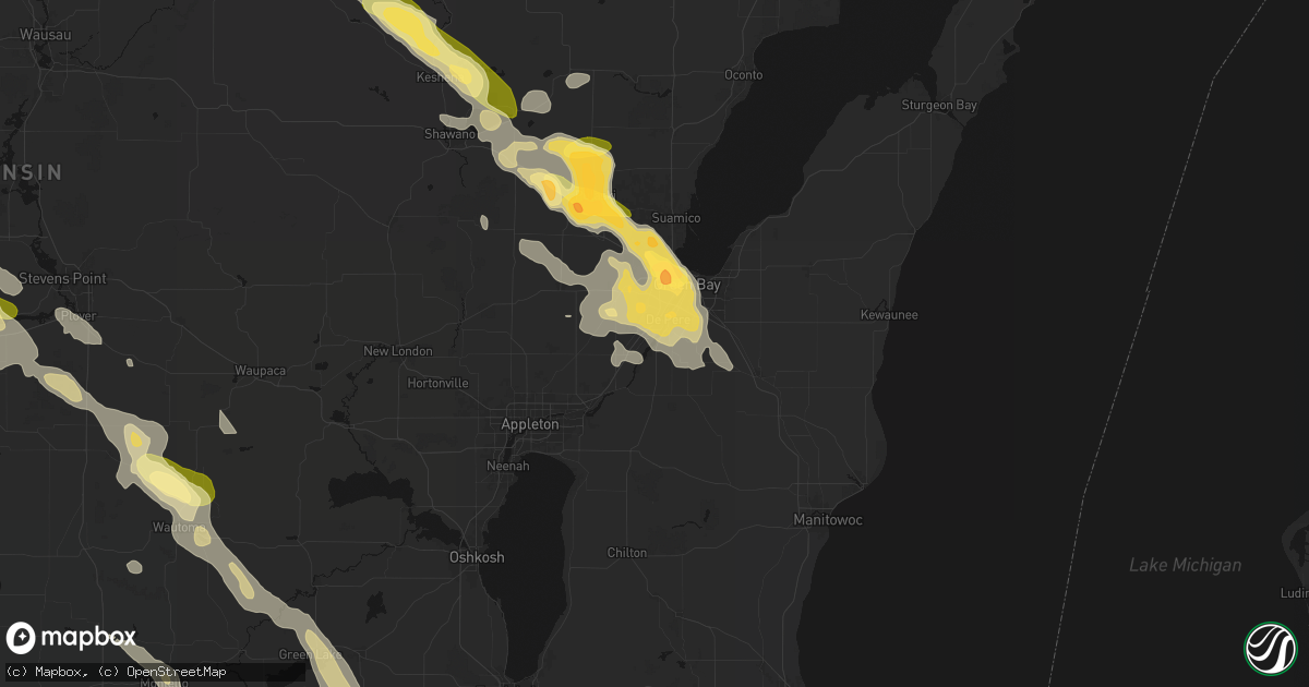 Hail map in De Pere, WI on June 24, 2026