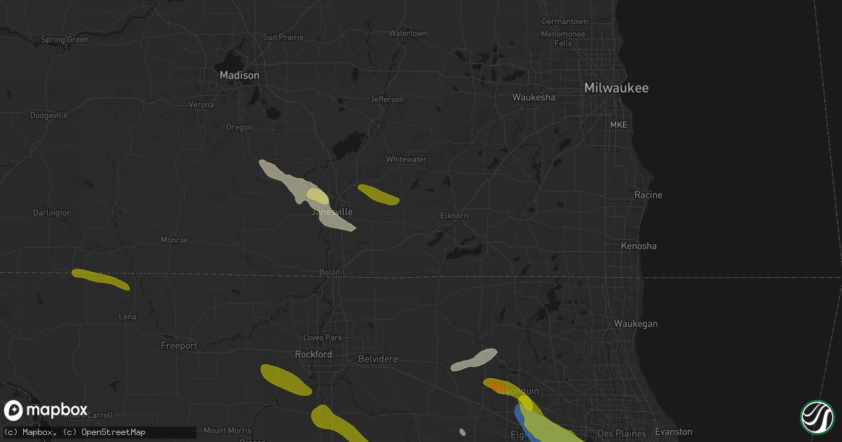 Hail map in Delavan, WI on June 24, 2026