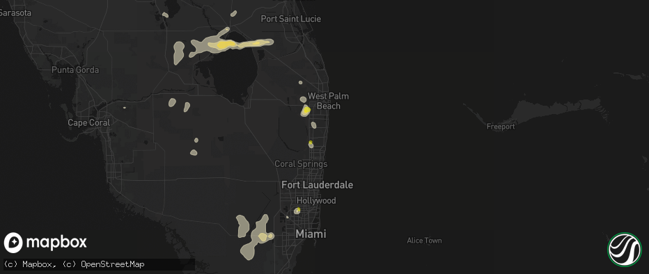 Hail map in Delray Beach, FL on June 24, 2026