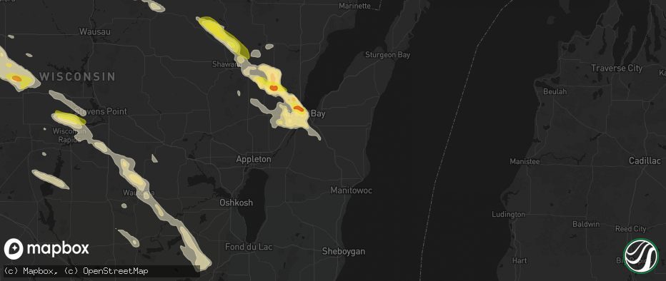 Hail map in Denmark, WI on June 24, 2026