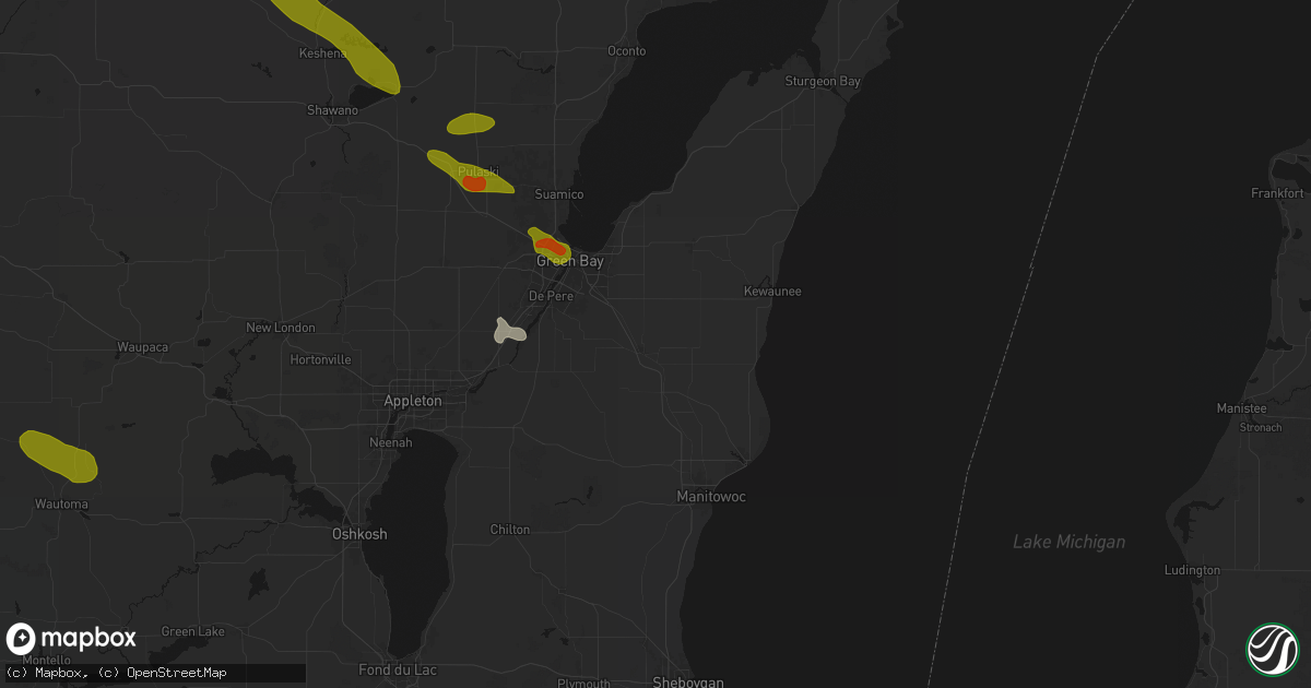 Hail map in Denmark, WI on June 24, 2026