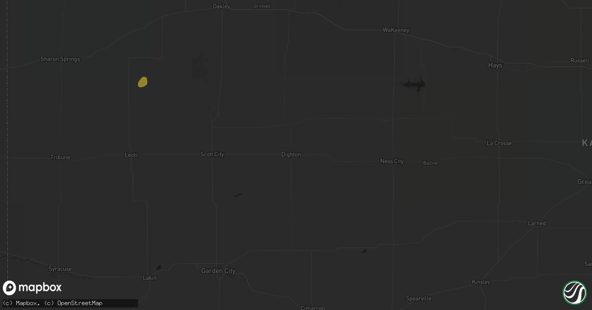 Hail map in Dighton, KS on June 24, 2026