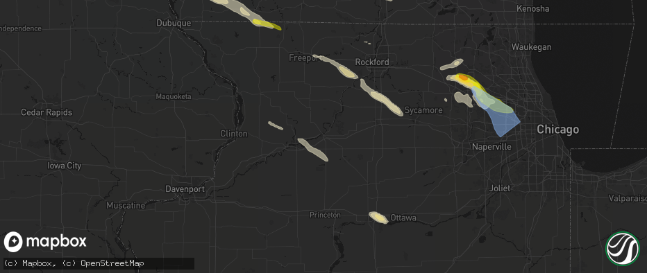 Hail map in Dixon, IL on June 24, 2026