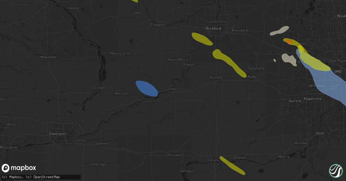 Hail map in Dixon, IL on June 24, 2026