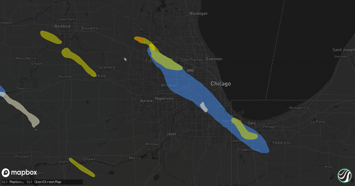 Hail map in Downers Grove, IL on June 24, 2026