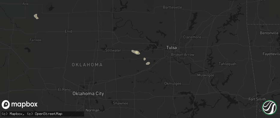 Hail map in Drumright, OK on June 24, 2026