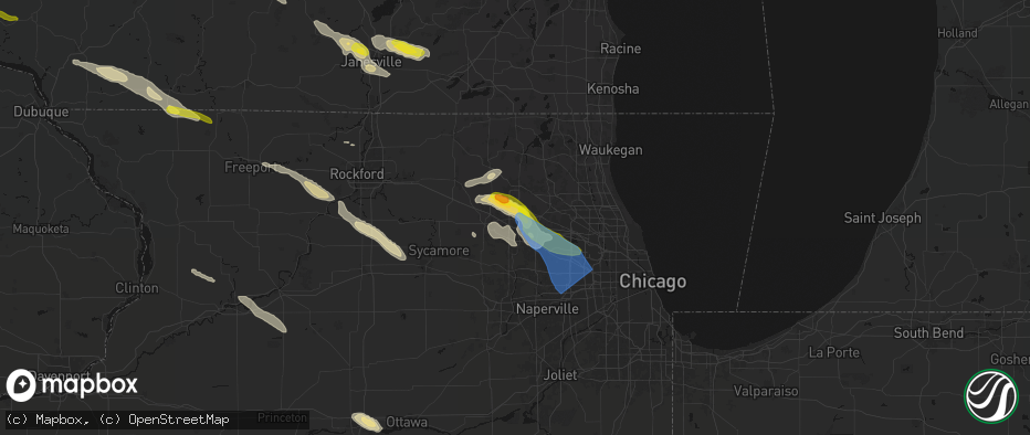 Hail map in Dundee, IL on June 24, 2026