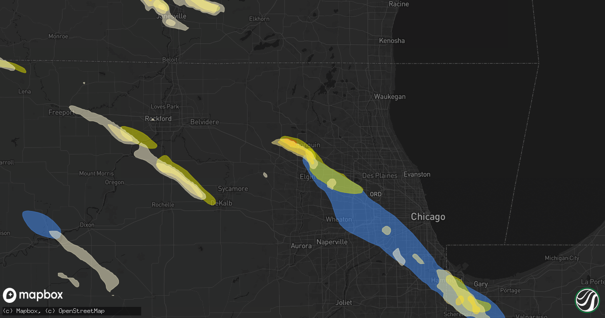 Hail map in Dundee, IL on June 24, 2026