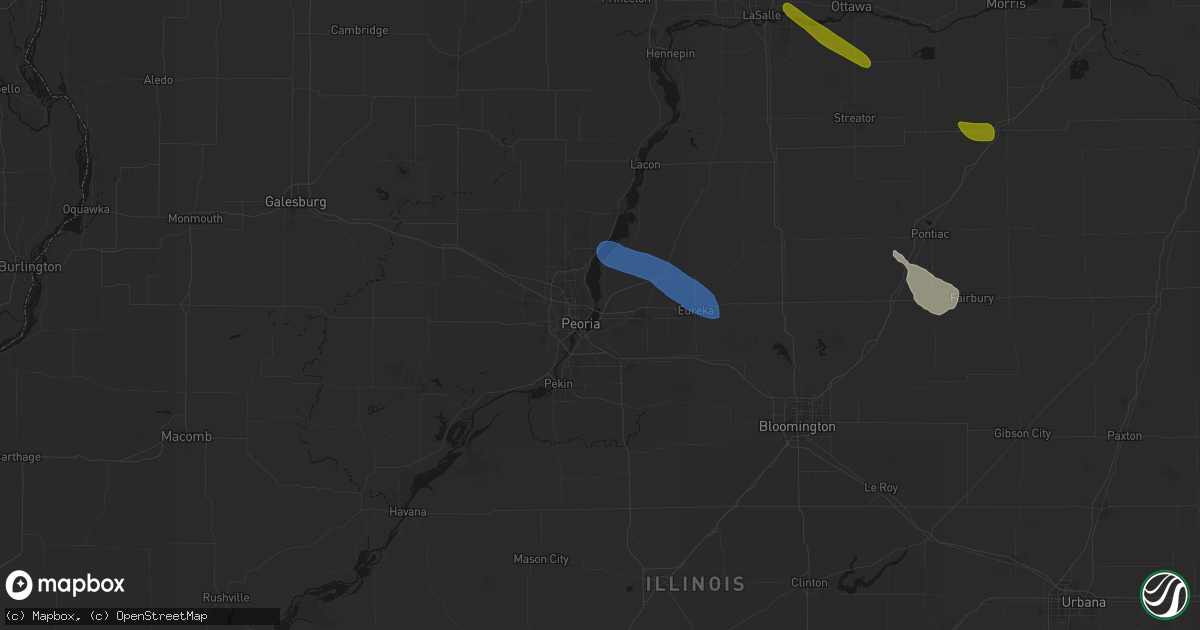 Hail map in East Peoria, IL on June 24, 2026