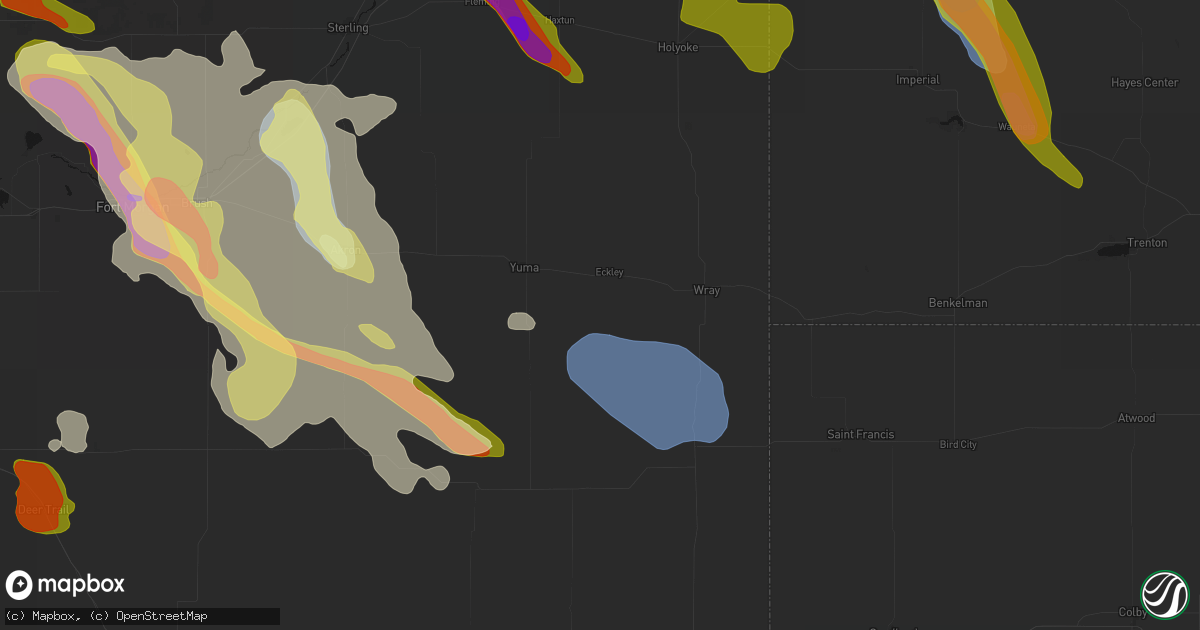 Hail map in Eckley, CO on June 24, 2026