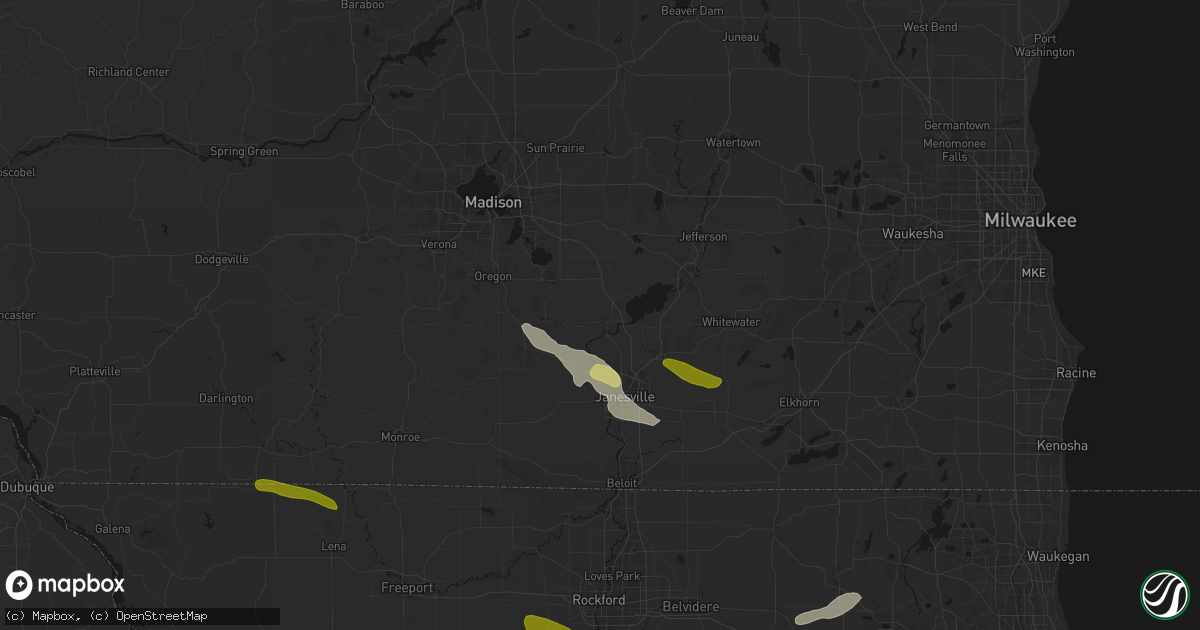 Hail map in Edgerton, WI on June 24, 2026