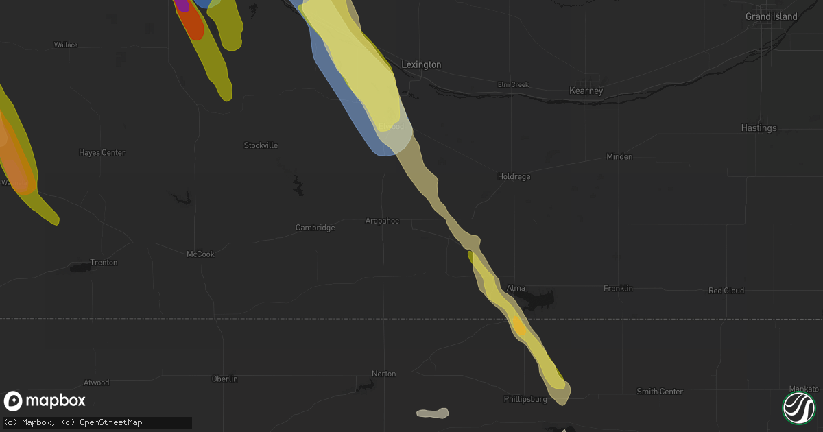 Hail map in Edison, NE on June 24, 2026