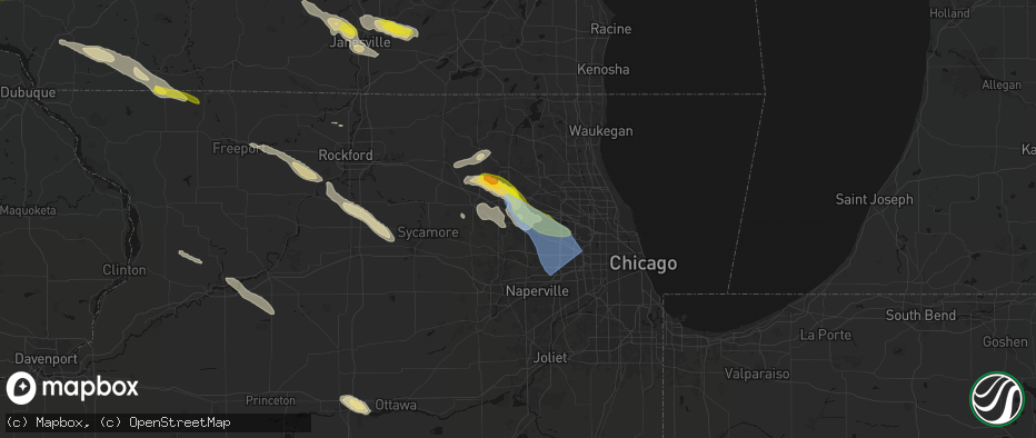 Hail map in Elgin, IL on June 24, 2026