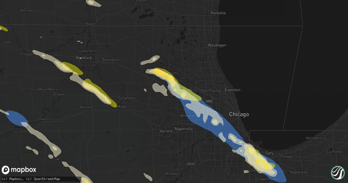 Hail map in Elgin, IL on June 24, 2026