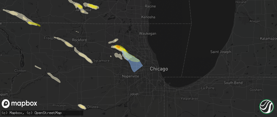 Hail map in Elk Grove Village, IL on June 24, 2026