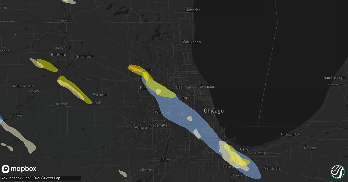 Hail map in Elk Grove Village, IL on June 24, 2026