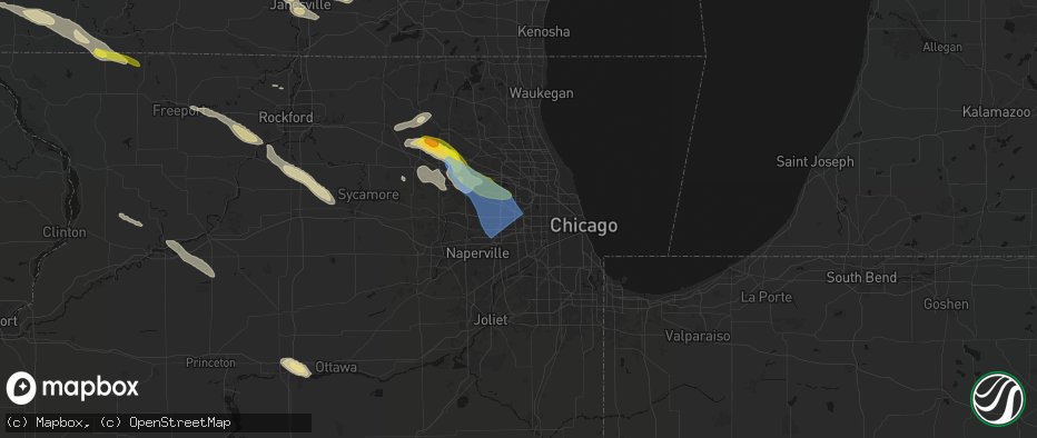 Hail map in Elmhurst, IL on June 24, 2026