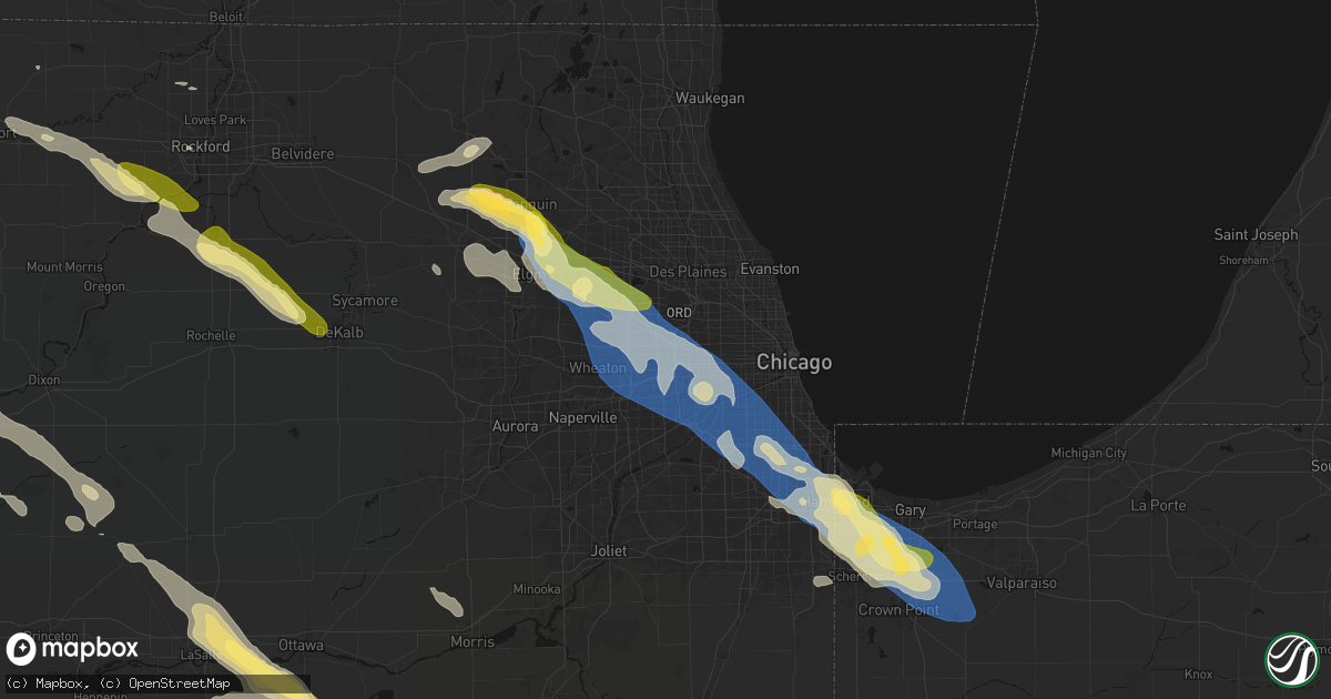 Hail map in Elmhurst, IL on June 24, 2026