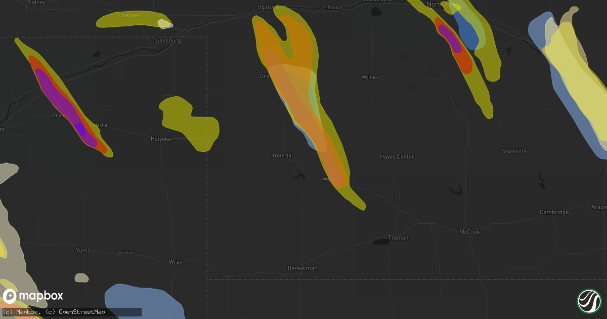 Hail map in Enders, NE on June 24, 2026