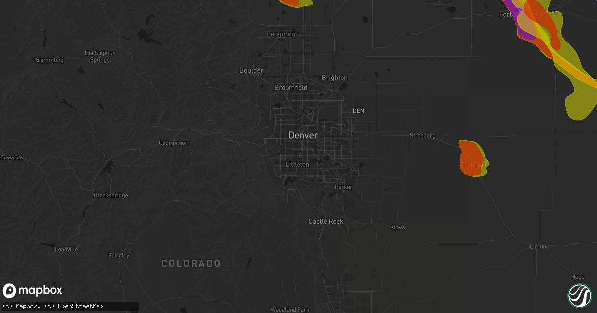 Hail map in Englewood, CO on June 24, 2026