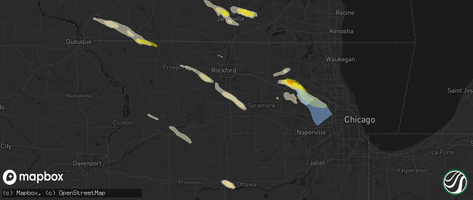Hail map in Esmond, IL on June 24, 2026