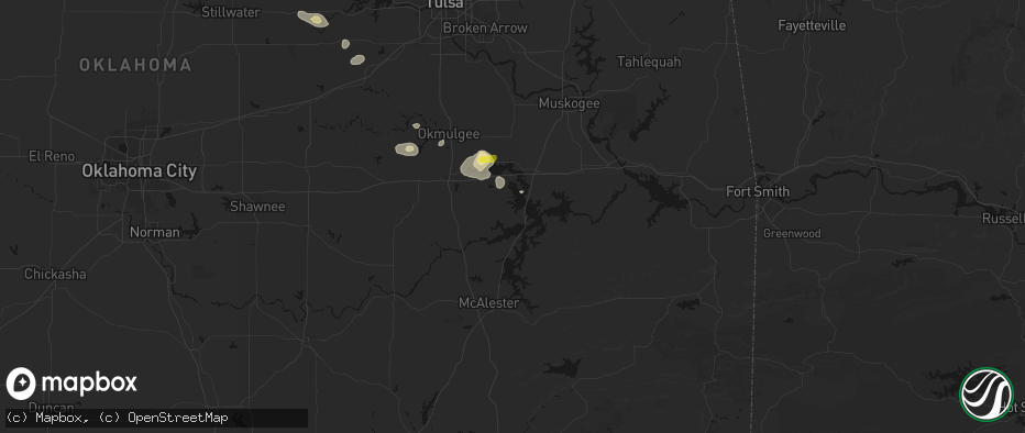 Hail map in Eufaula, OK on June 24, 2026