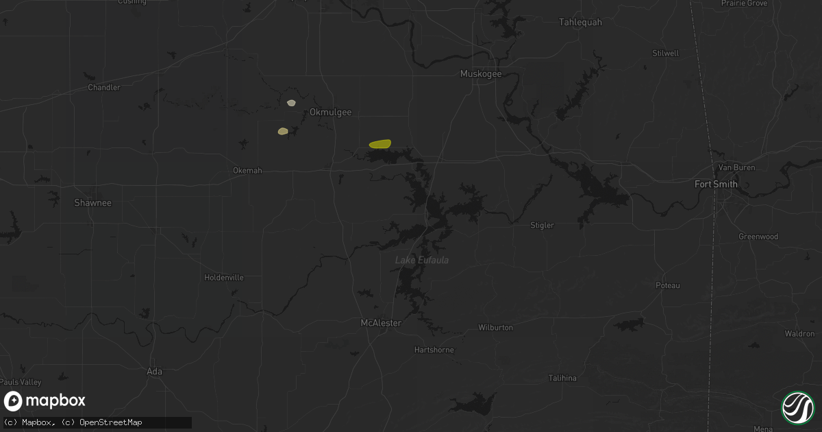 Hail map in Eufaula, OK on June 24, 2026