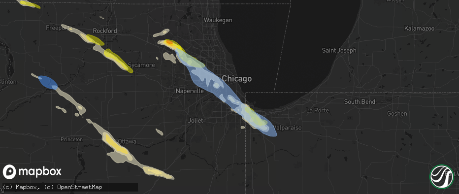 Hail map in Evergreen Park, IL on June 24, 2026