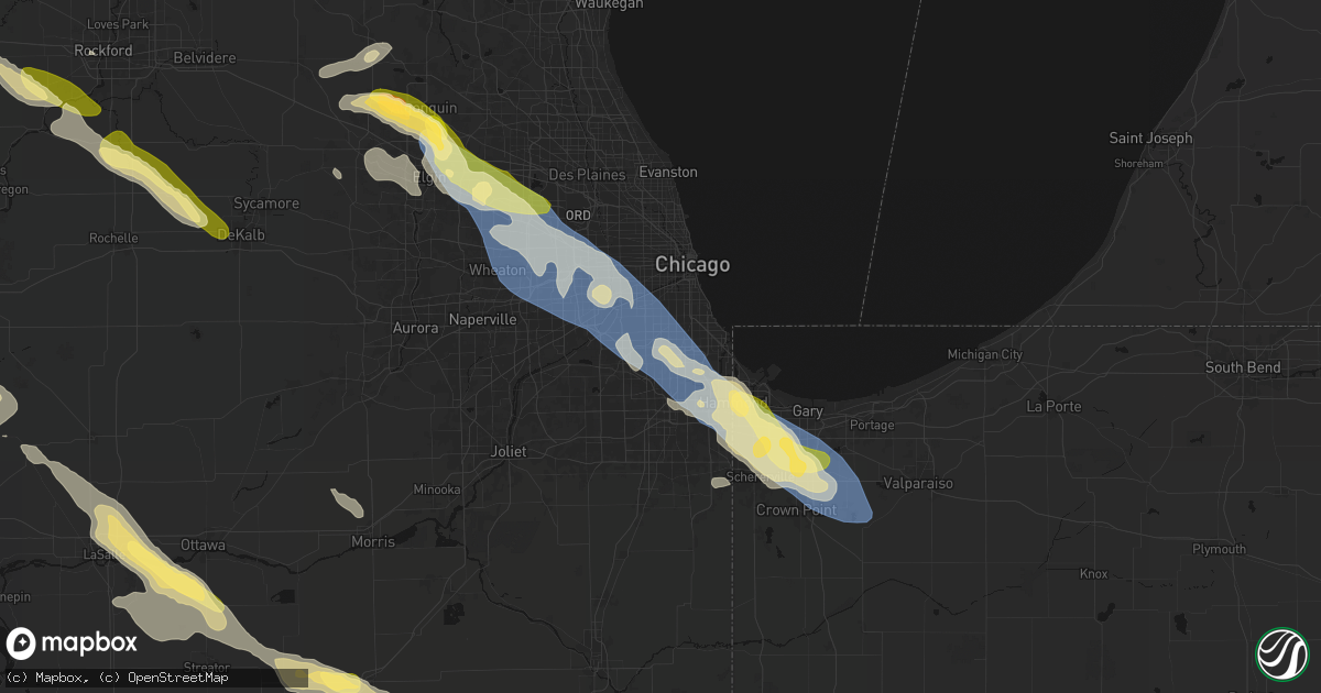Hail map in Evergreen Park, IL on June 24, 2026