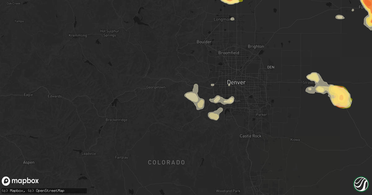 Hail map in Evergreen, CO on June 24, 2026