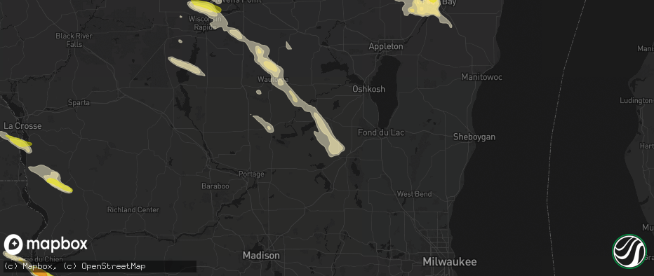 Hail map in Fairwater, WI on June 24, 2026