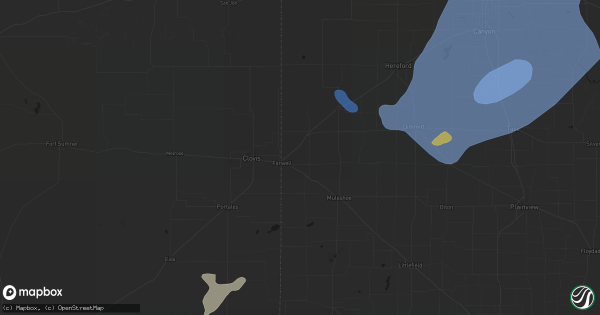 Hail map in Farwell, TX on June 24, 2026