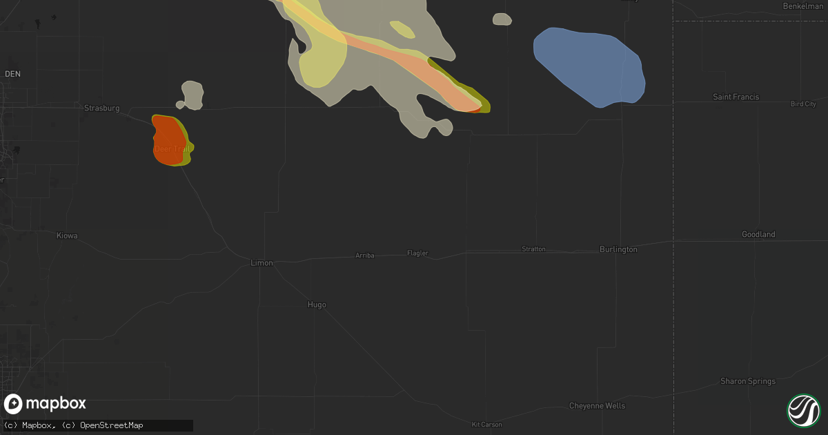 Hail map in Flagler, CO on June 24, 2026