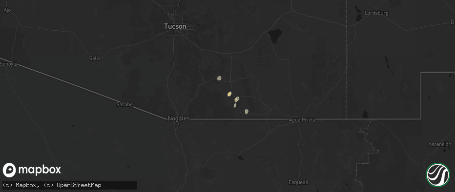 Hail map in Fort Huachuca, AZ on June 24, 2026