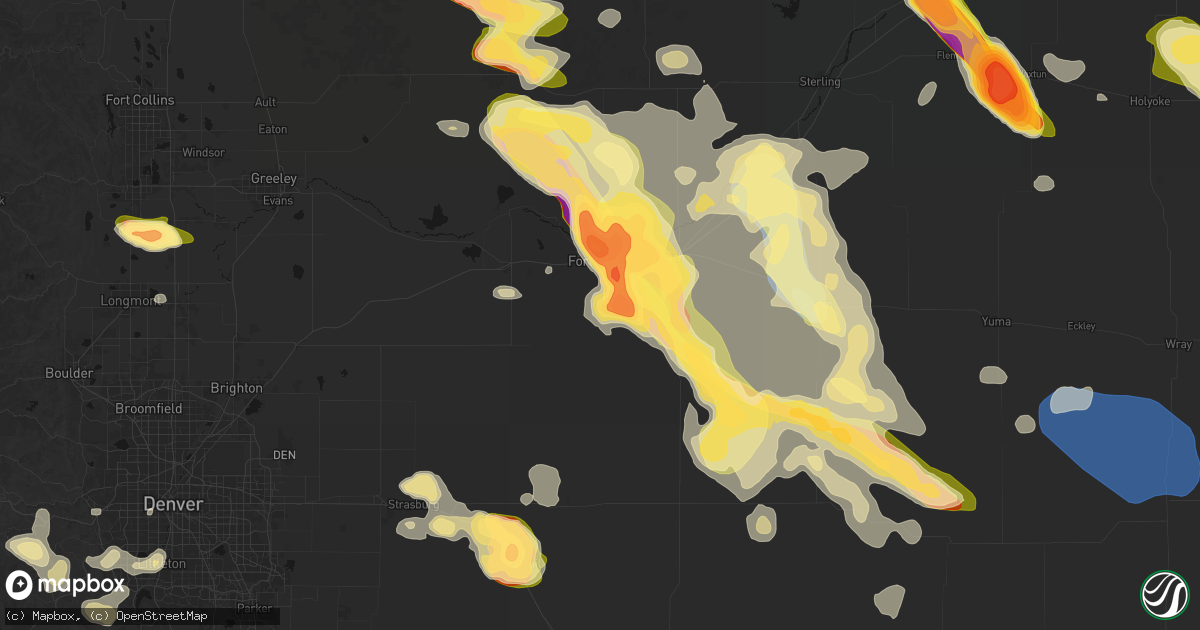 Hail map in Fort Morgan, CO on June 24, 2026