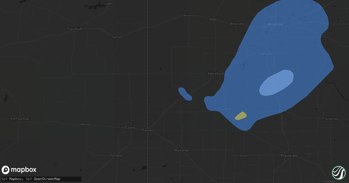Hail map in Friona, TX on June 24, 2026