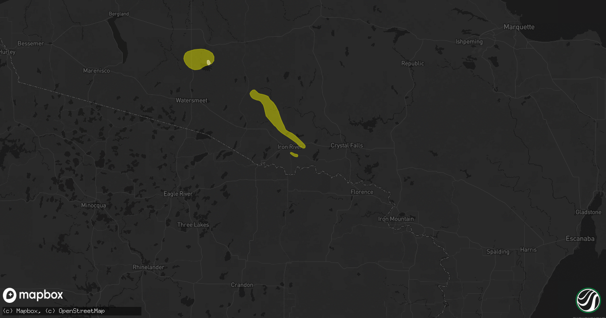 Hail map in Gaastra, MI on June 24, 2026