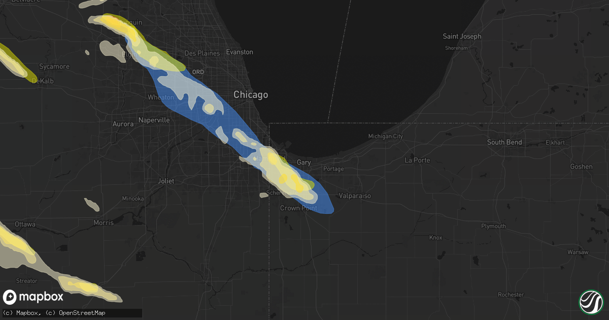 Hail map in Gary, IN on June 24, 2026