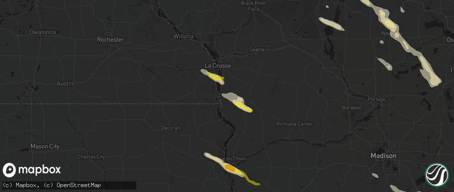 Hail map in Genoa, WI on June 24, 2026